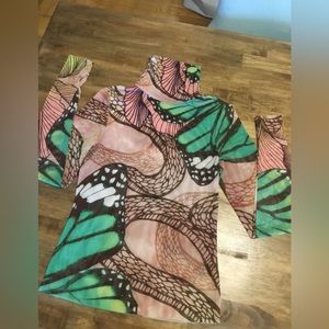 Sheer mock turtle neck multicolor